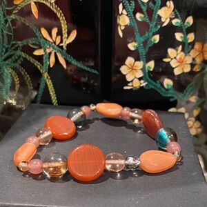 Elegant Multicolor Glass Stretchy Beaded Bracelet